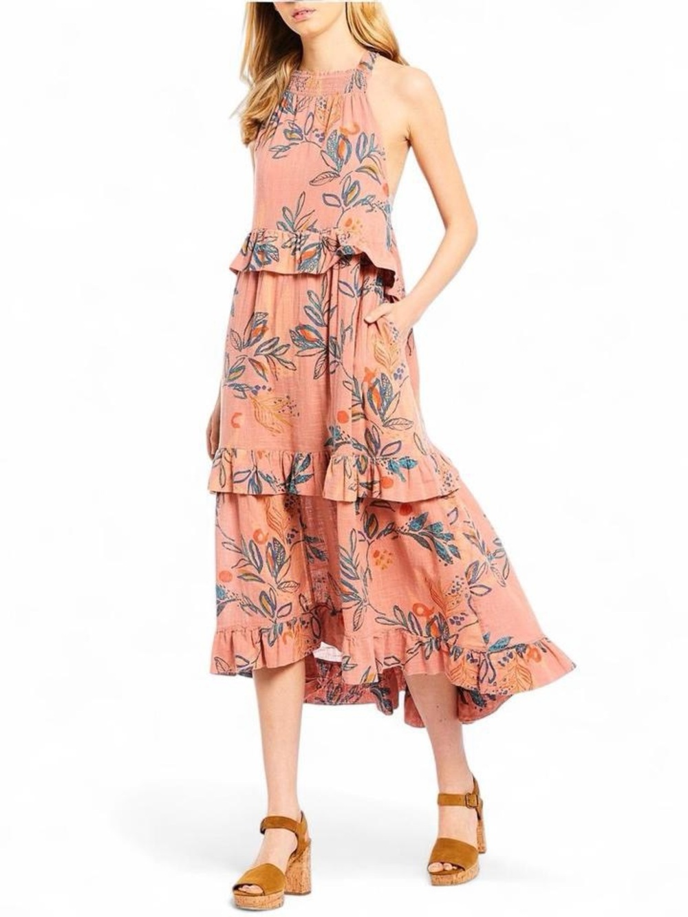 Free People Anita Tiered Maxi Dress – Desert Rose – Size Medium